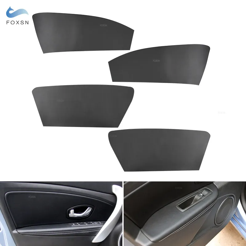 For Renault Fluence Microfiber Leather Door Armrest Panel Cover 4pcs with Mount Fittings Car Interior Accessories