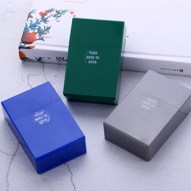 20 Sticks Thickened Plastic Cigarette Box For Women Lengthen Slim Flip Cover Clamshell Durable Cigarette Case For Men Multicolor