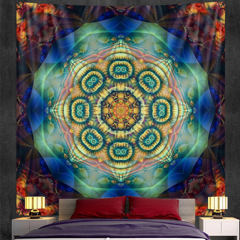 Indian Mandala Tapestry Psychedelic Scene Home Decor Tapestry Bohemian Decor Hippie Yoga Mat Large Size Sheet Sofa Blanket