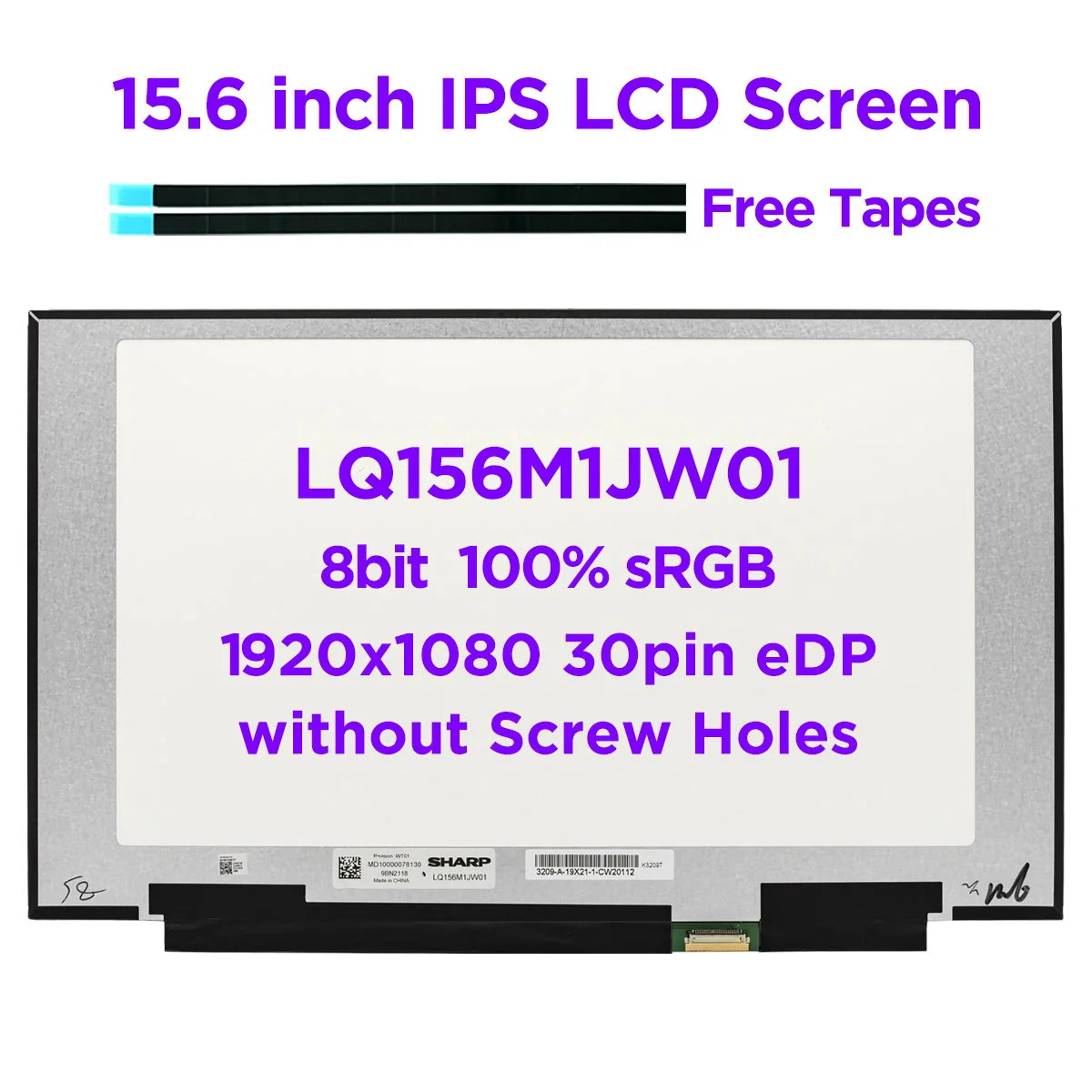 

15.6" Laptop LCD Screen 100% sRGB LQ156M1JW01 fit N156HCA-EA3 LP156WFE-SPB1 N156HCE-EN1 LED Matrix IPS Display 1920x1080 30pins