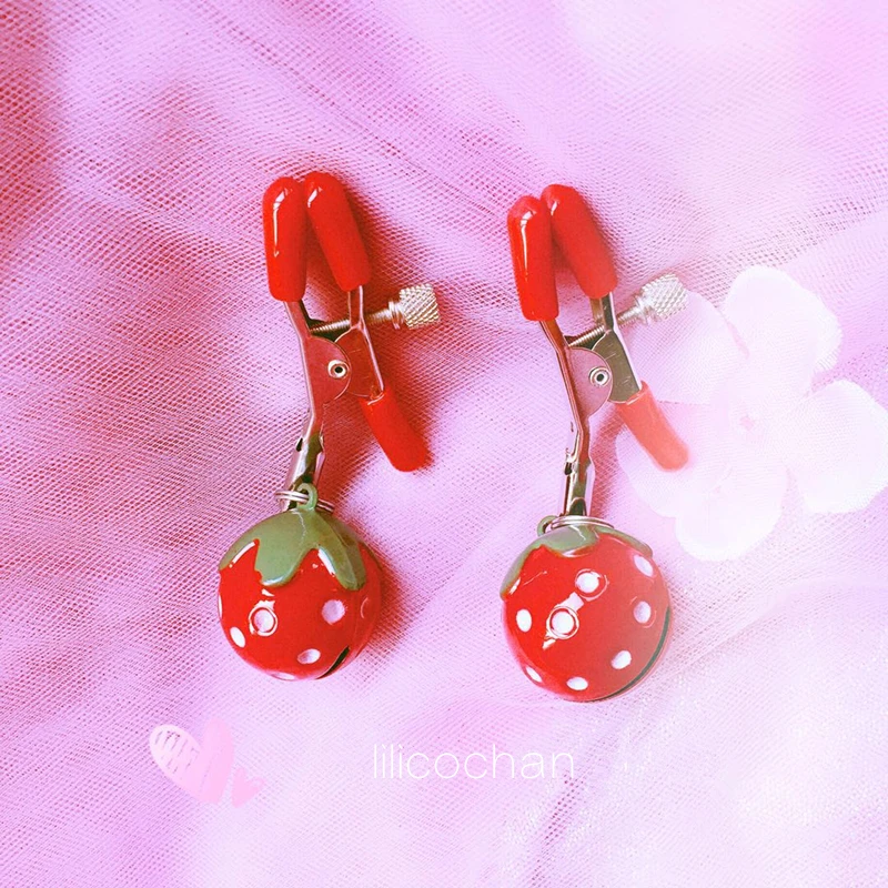 Red Strawberry Women Sexy Cute Adjustable Nipple Clamp Breast Toys Handmade 1 Pair For Couples Cosplay Costumes Accessories New