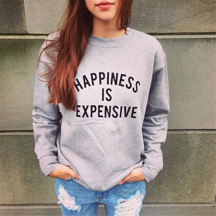 

O-neck women hoodies sweatshirts ladies autumn winter fall cool sweat happiness print festivals classics shirts hoodies