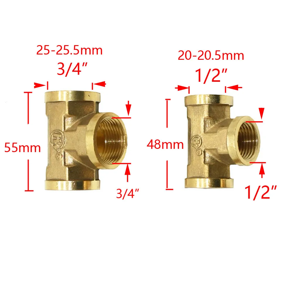 Brass 1/4“ 1/2 3/4 1Inch Male Female Thread Connector Elbow Tee Cross Water Splitter Repair Copper Fittings Reducing Connector 1