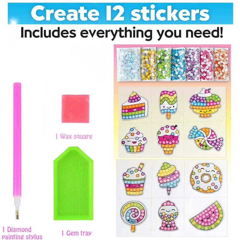 12 Creëer een grote edelsteen Diamond Painting Sticker Kit Art Craft Girls Boys Unicorn Animal Sealife Magical Mozaic Dot Sticky Toys Gifts