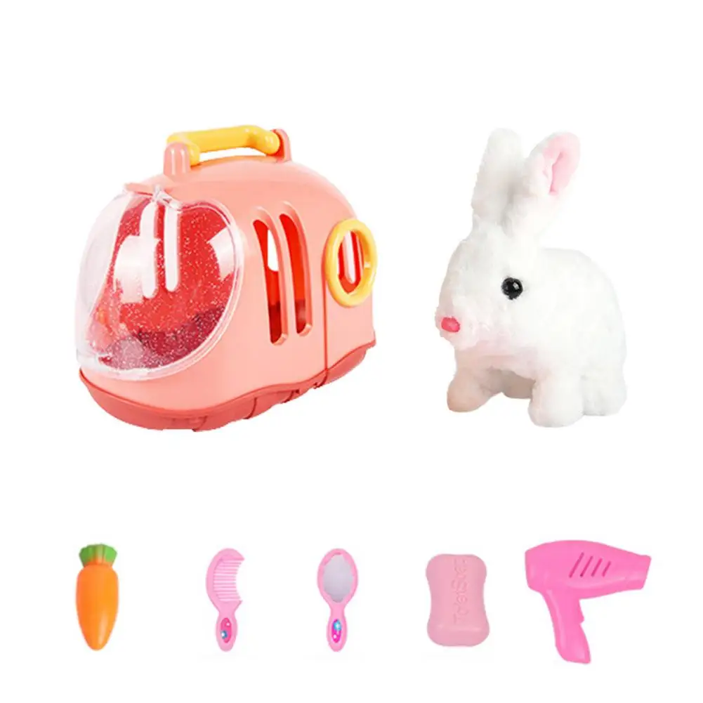 Peluche eléctrico de Animal de peluche para niños y niñas, juego de juguetes interactivos para caminar, casa de juegos, conejo, cachorro, perro