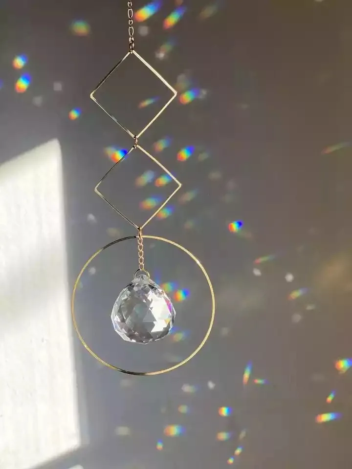 Sun Catcher,Cage Hanger,Rainbow Maker, Window Crystal Suncatcher Boho Home Decor Car Prism Boho Witchy Room Decoration