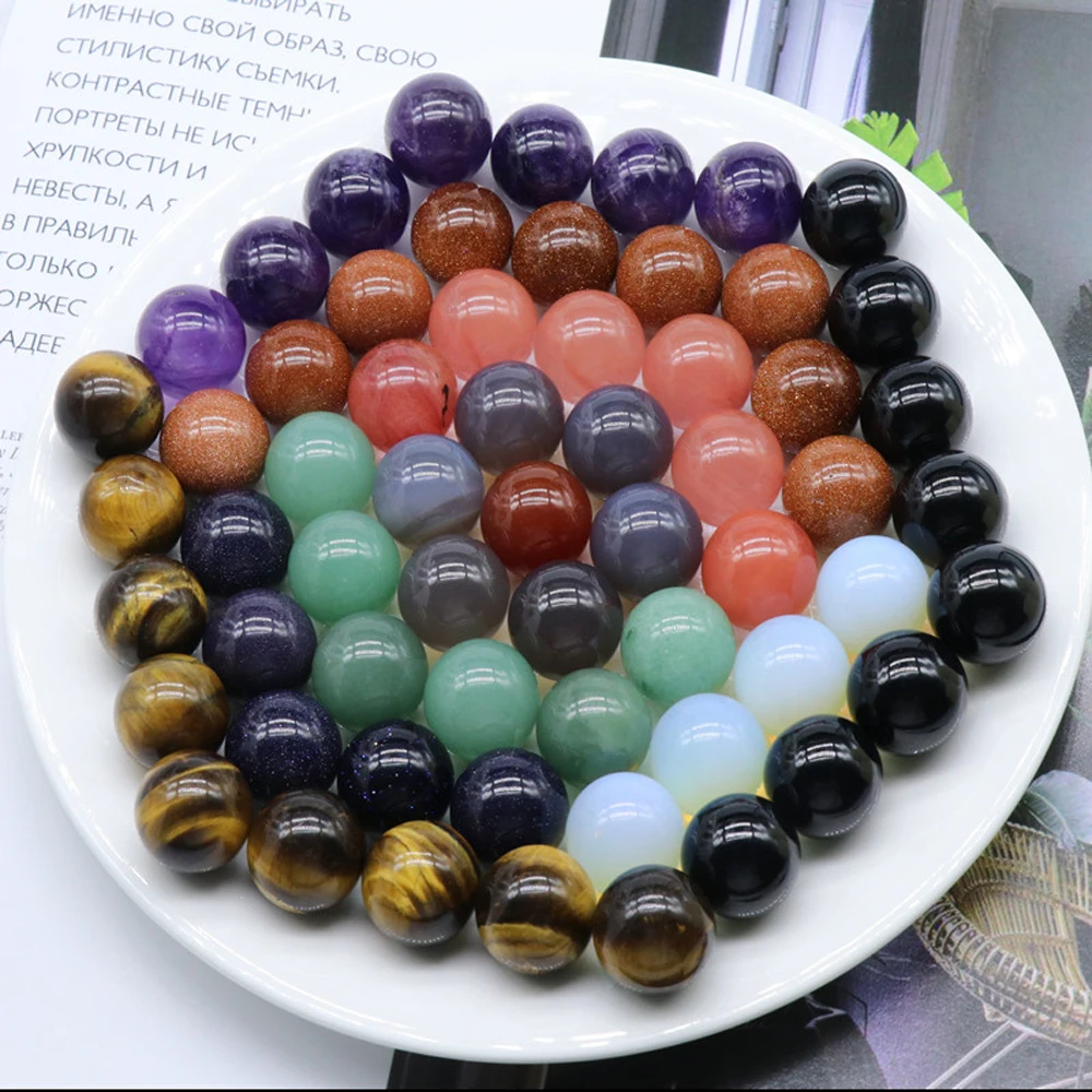 

5Pcs Natural Stone Beads 16 MM Without Hole Round Semi-Precious For Potted Plants Fish Tank Decorations