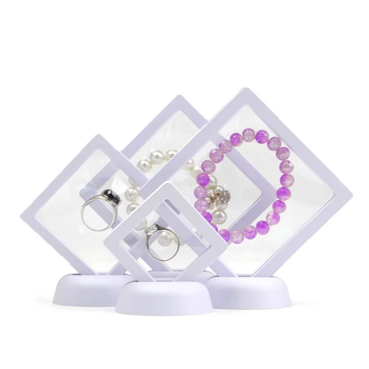 3D Floating Picture Frame Shadow Box Protect Ring Earrings Jewelry Display Stand Pendant Necklace Holder Gem Stones Storage Case