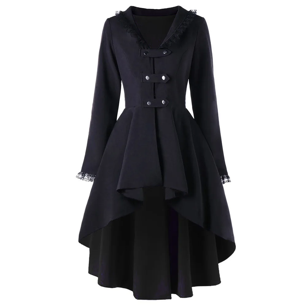 Imagem -05 - Gothic Steampunk Button Coat Victorian Coat Blazer Outwear Mulheres Personalidade Botão Lace Windbreaker Cabolsa Longo para Mulheres