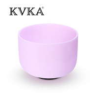 KVKA 8 Inch Gemstone Morganite Fusion Chakra Frosted Quartz Crystal Singing Bowl for Yoga Sound Bath Healing Meditation