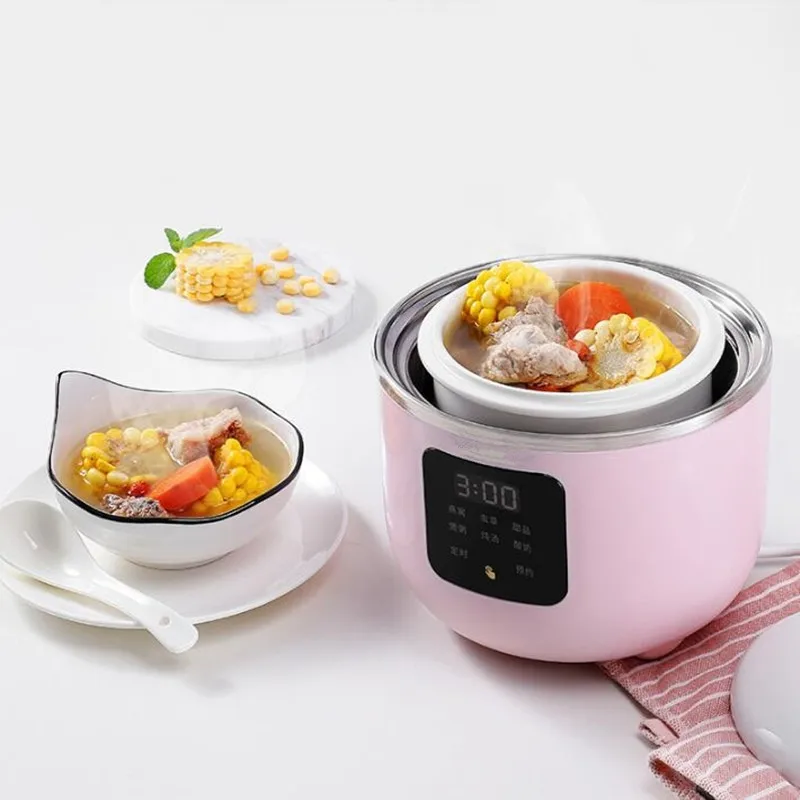 220V Household Electric Ceramic Rice Cooker Porridge Meat Stewing Cooker Automatic Multi Cooking Pot EU/AU/UK/US Plug