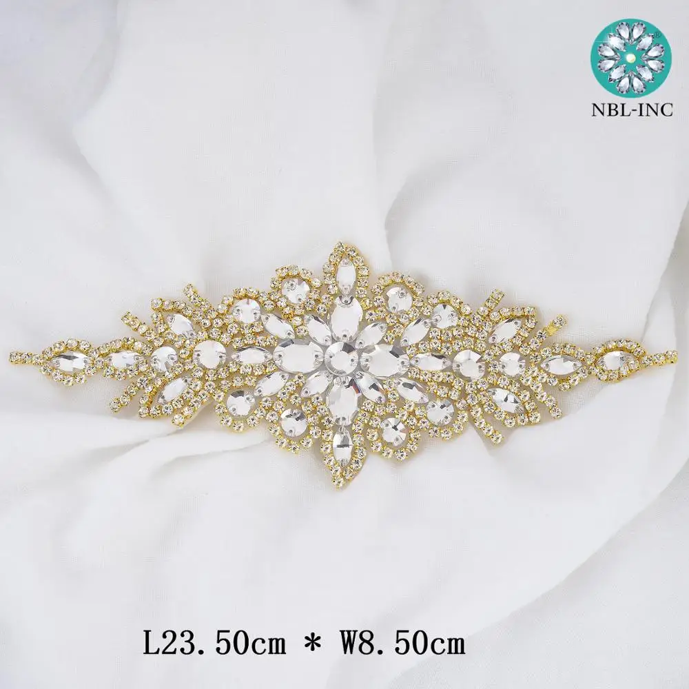 Cinturón de novia con diamantes de imitación, accesorio para vestido de novia, aplique de banda WDD0472, 1 unidad