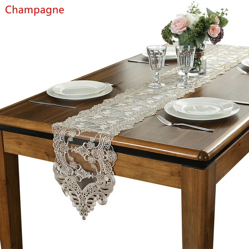 Chemin de Table en Dentelle Brodée, Nappe pour Meuble TV, 1 Pièce