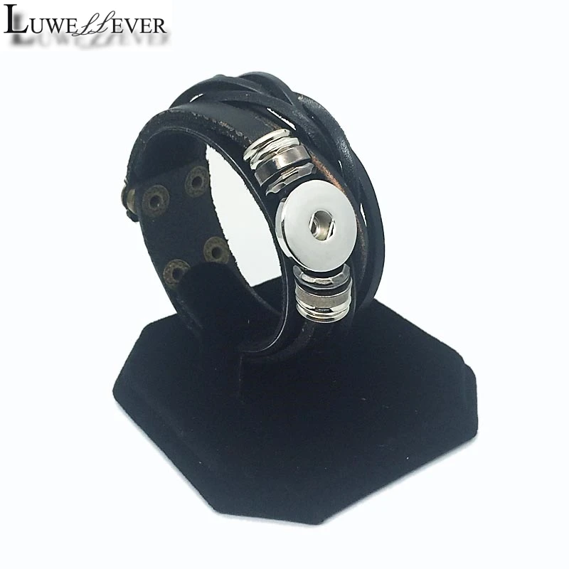 Hand Woven 135 Really Genuine Original Leather Bracelet 12mm 18mm Snap Button Bangle Charm Jewelry For Women Men Gift