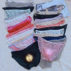 Men Sexy Briefs Lace See Through Underpants Mesh Sheer Bulge Sissy Pouch Panties Bikini Briefs Thong Underwear Comfy Bottom Pant