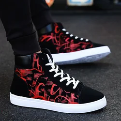 hot9 High top Sneakers Men Canvas Shoes Cool Street Shoes Young Male Sneakers Black Blue Red Mens Causal Shoes