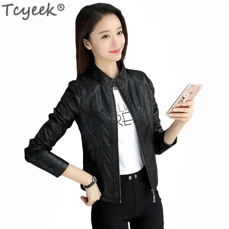 Women PU Leather Jacket 2021 Fashion Autumn Black Pink Coat Biker Jackets Spring Ladies Top Clothes Chaqueta Mujer LWL851