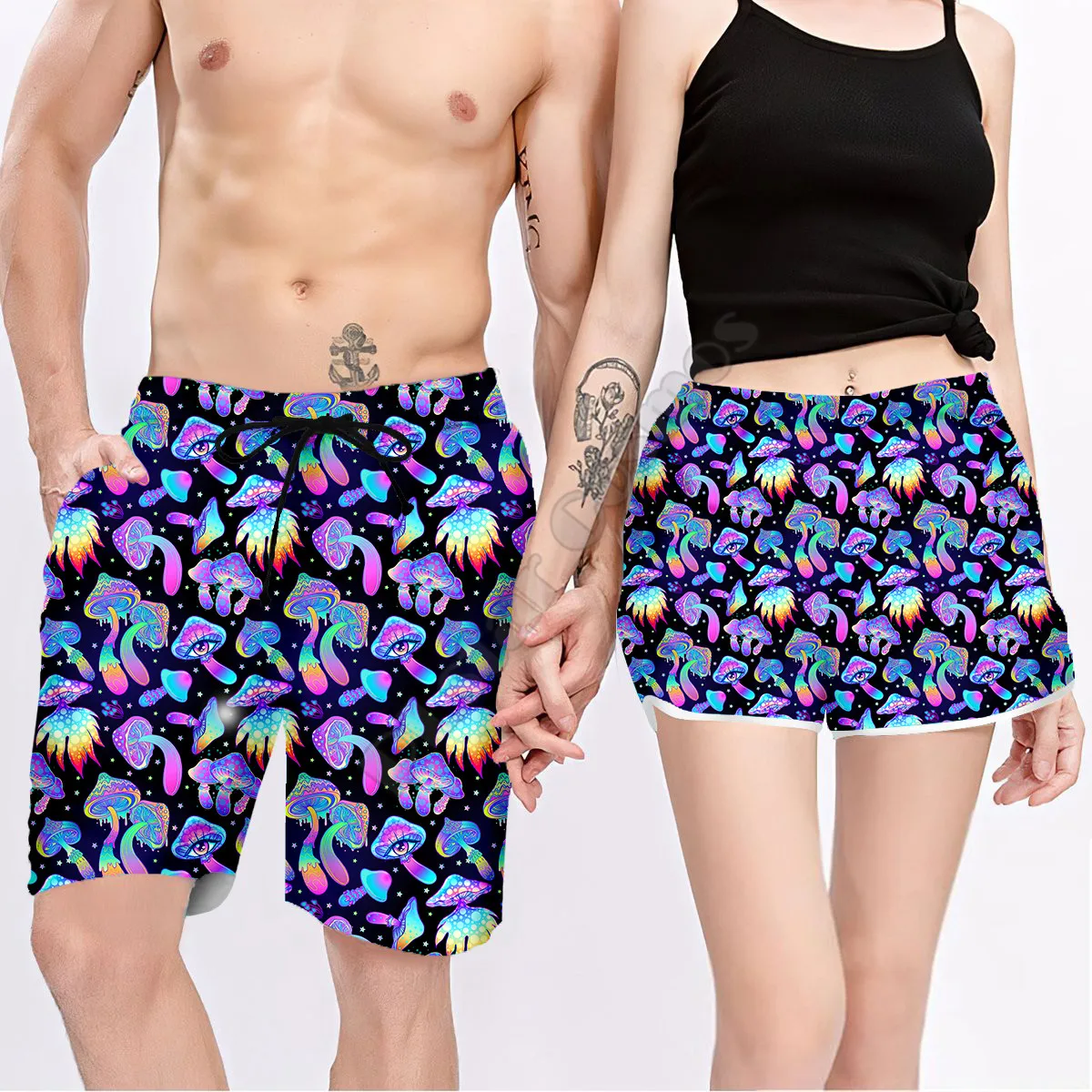 Pantalones cortos psicodélicos con forma de Seta para hombre y mujer, Shorts con cintura elástica, 3d, verano, NSDK03