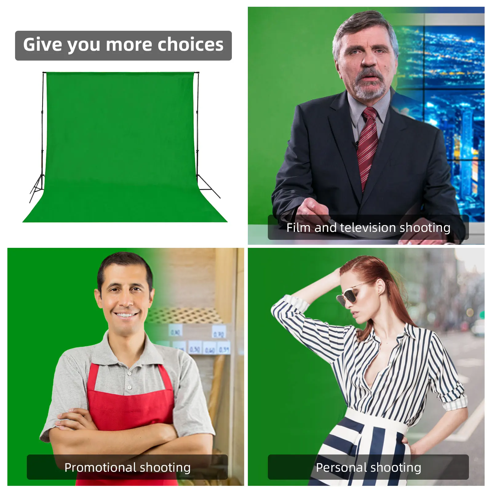 Gosear การถ่ายภาพ Chromakey สีเขียว Muslin ฉากหลังฉากหลังผ้าสำหรับสตรีมสดทีวีวิดีโอถ่ายภาพ