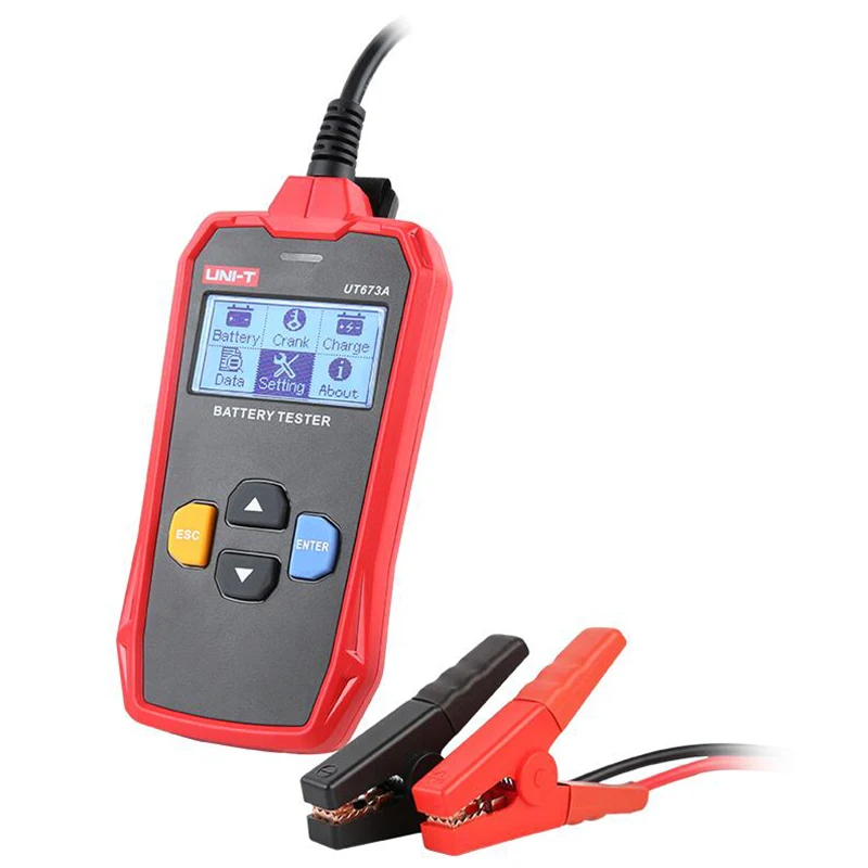 Probador de batería de coche UNI-T UT673A UT675A, Analizador de cargador, prueba de batería de voltaje de 12V y 24V, herramienta de escáner de carga