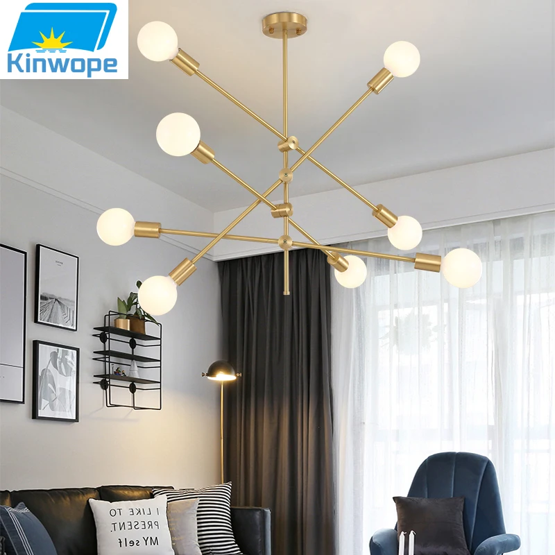 Nordic Minimalist Modern Wrought Iron Chandelier Creative Personality Magic Bean Living Room Dining Room Bedroom Line Chandelier