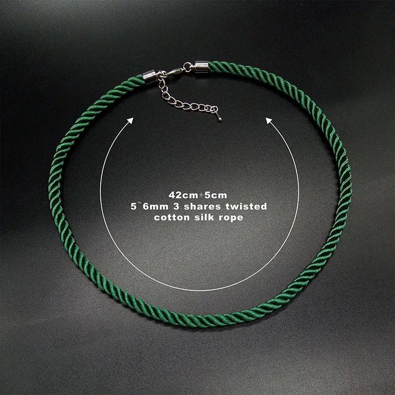 3 Pcs /Lot 6mm 3 Shares Twisted Silk Cord Necklace Adjustable Multicolor Rope Chain Choker Pendant Charms Findings Lobster Clasp