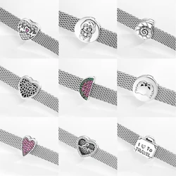 Round heart shape clips Beads for Jewelry Making 100% 925 Sterling Silver charms fit Original Reflections Bracelet