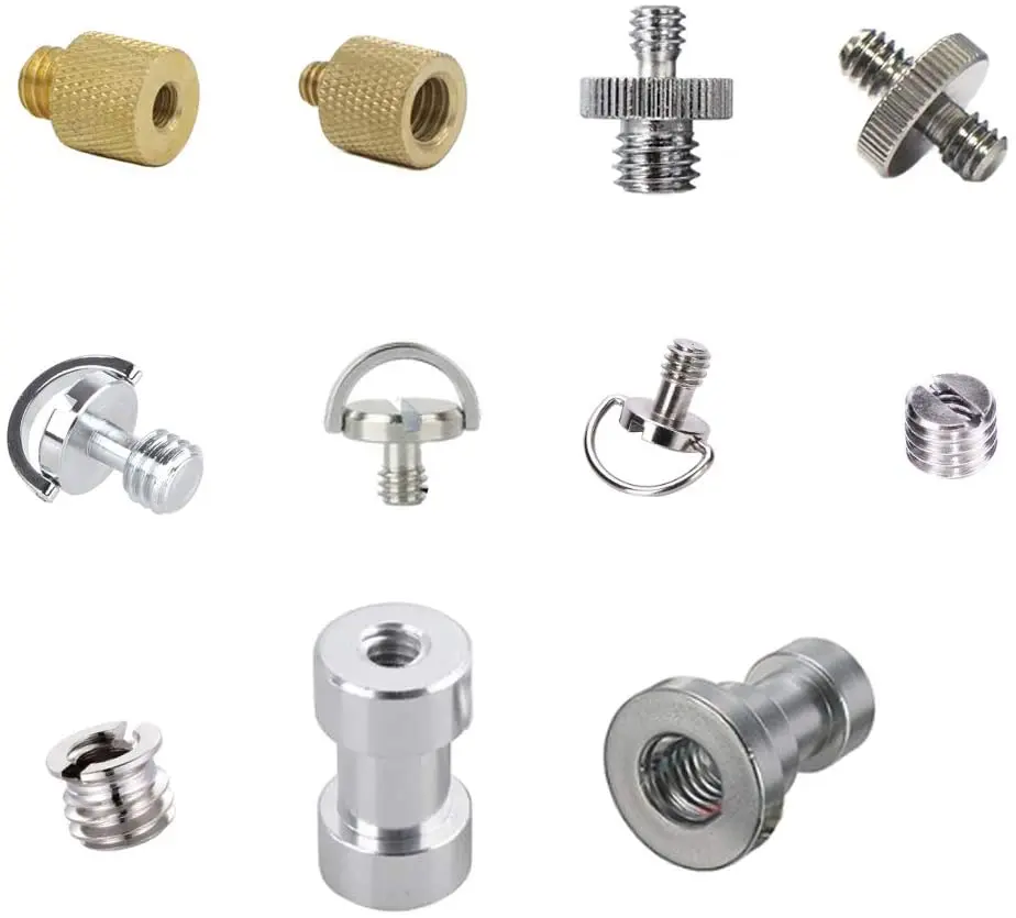 Kit Parafuso para Câmara com Rosca, Adaptador de Montagem, Conversor, Tripé, Placa QR, Liberação Rápida, D-Ring, 1,4 "a 3,8", Pacote 11