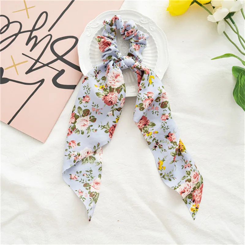 Ruohsui Hoa Hồng Họa Tiết Hoa Dây Buộc Tóc Nữ Nơ Scrunchie Cao Su Nữ Phụ Kiện Tóc Thun Băng Đô Quấn Tóc Nữ Mũ Đợi Đầu Đa Năng Đồ Trang Trí