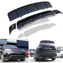 For Land Rover Discovery 5 2017-2023 Car Black Front Bumper+Rear Diffuser Tow Hook Cover Guard Spoiler Anti Skid Plate Splitter