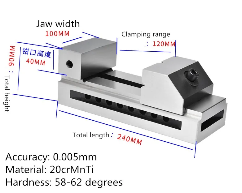 4 inch QKG right angle vise fast moving flat jaw grinder high precision pure steel fixture