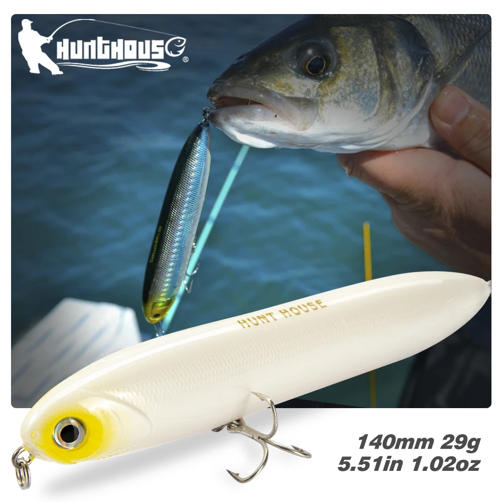 Hunthouse Floating Pencli Fishing Lure WTD Hard Bait Topwater Surface Long Casting 140mm 29g Saltwater For Pike Bass Fish Tackle