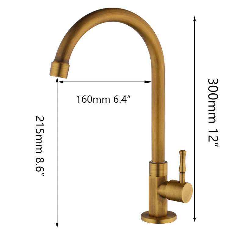 Kitchen Faucet Cold Tap Antique Brass grifo para cocina Swivel WashBasin tap Rotated Filter Nozzle Single Stream Water Faucets