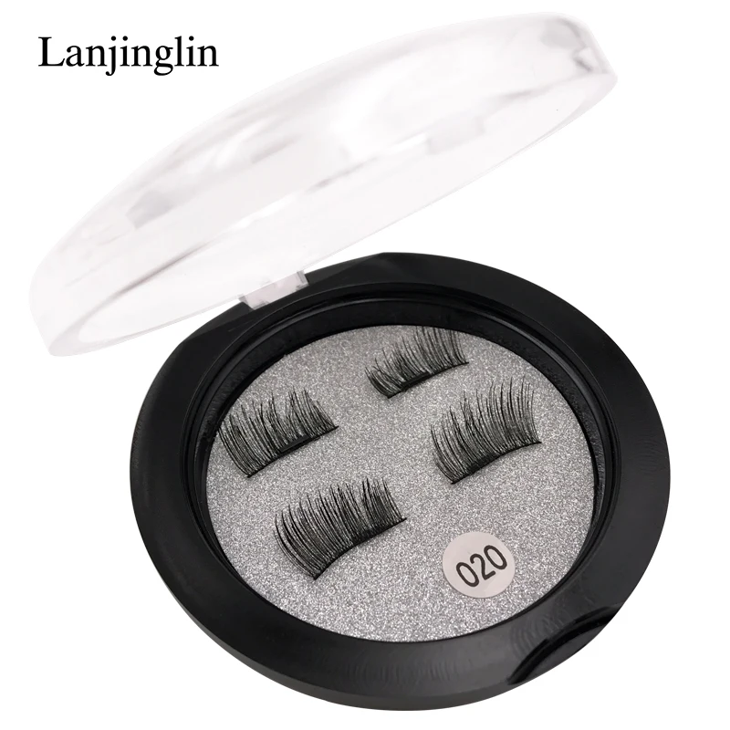 LANJINGLIN 1 Pair Magnetic Eyelashes Natural Long Handmade 3D Mink Lashes Makeup Set Extension Tools Magnetic Lashes maquiagem