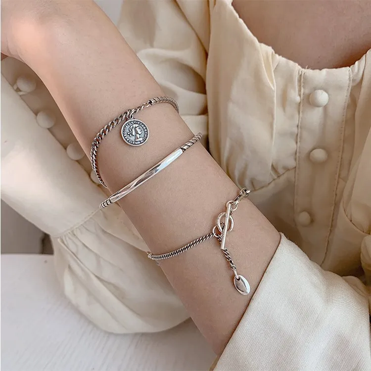 S925 Sterling Silver Bracelet for Women Retro Bracelet and Girlfriends Fashion Accessories Jewelry Wholesale