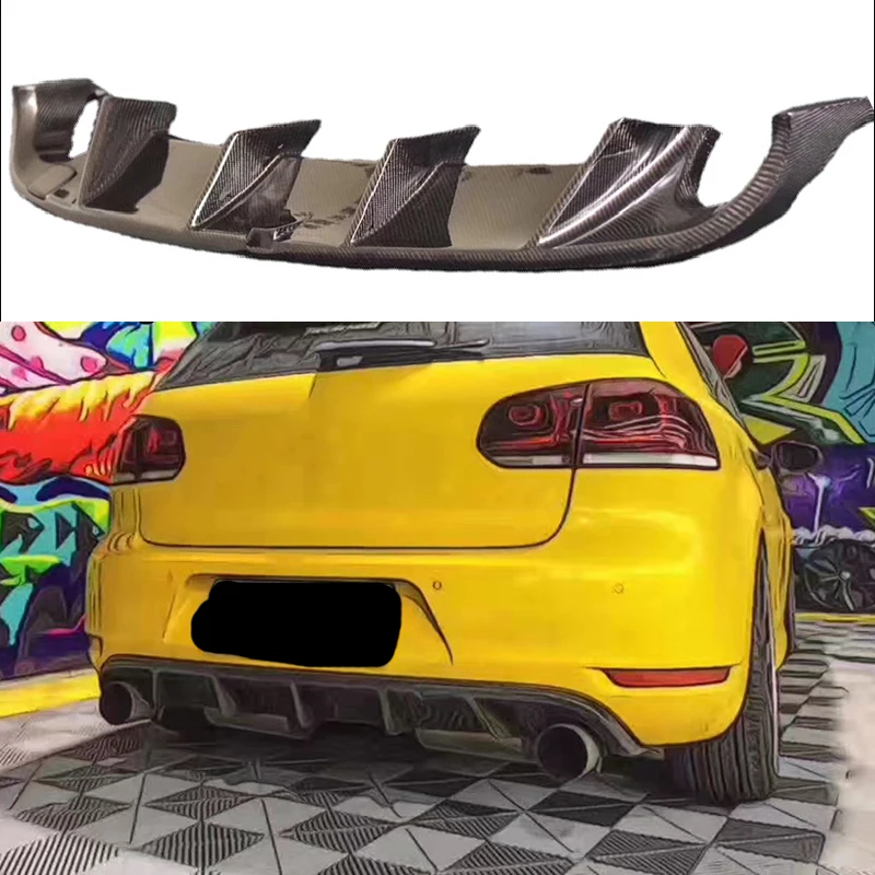 

For VW Golf 6 GTI Carbon Fiber Rear Body Kit Bumper Diffuser 2010-2013 Only GTI