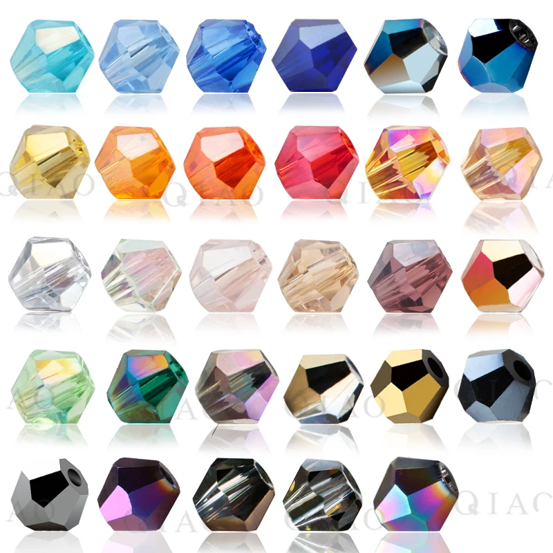 4MM Bicone crystal loose beads supply AB color plating, Clothing Making Bead 100pcs