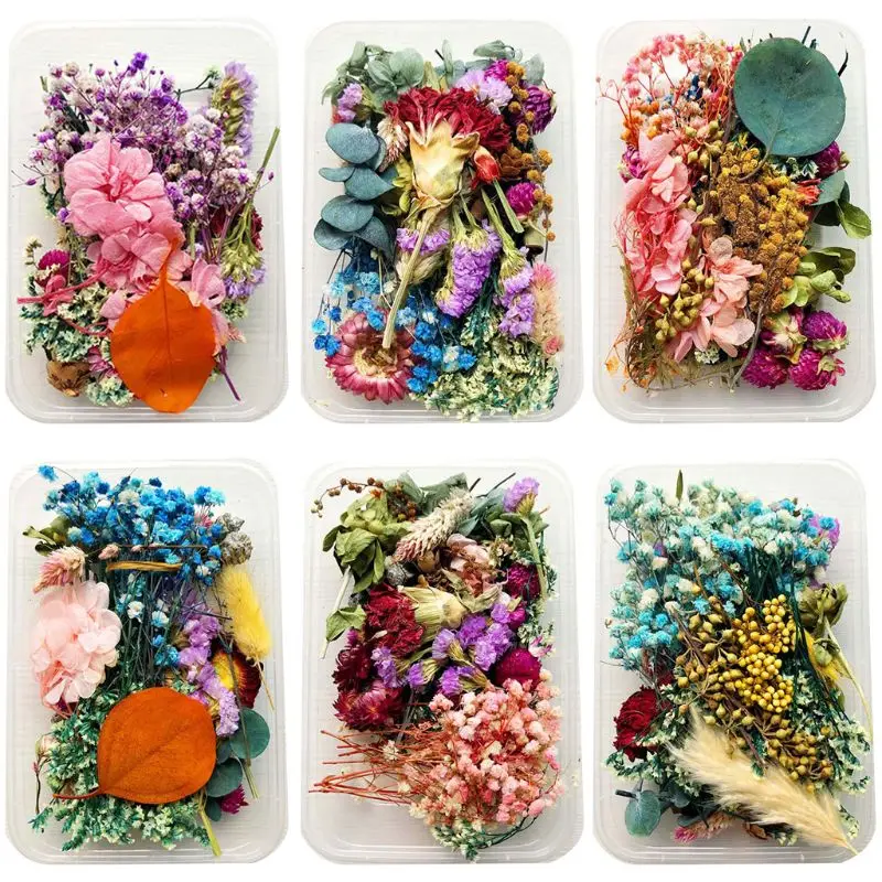 1 caja de relleno de epoxi de cristal, flor seca mixta, pegatinas para uñas, decoraciones, Material de relleno de resina epoxi, manualidades, fabricación de joyas artísticas DIY