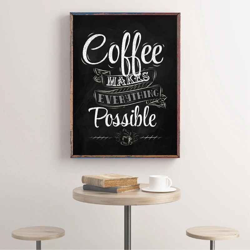 

Coffee Funny Quote Print Cafe Wall Art Retro Poster Decor Chalk Blackboard Coffee Shop Wall Picture Style Art Canvas Painting