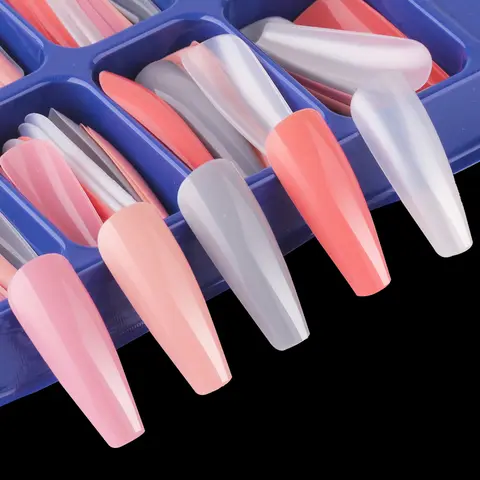 थिंकशो 100 पीस रंगीन नकली नाखून टिप्स पूर्ण कवर प्राकृतिक लंबे कॉफ़िन प्रेस नाखून DIY सौंदर्य मैनीक्योर एक्सटेंशन नेल आर्ट टूल 10 best sales पूर्ण कवर नाखून - №10