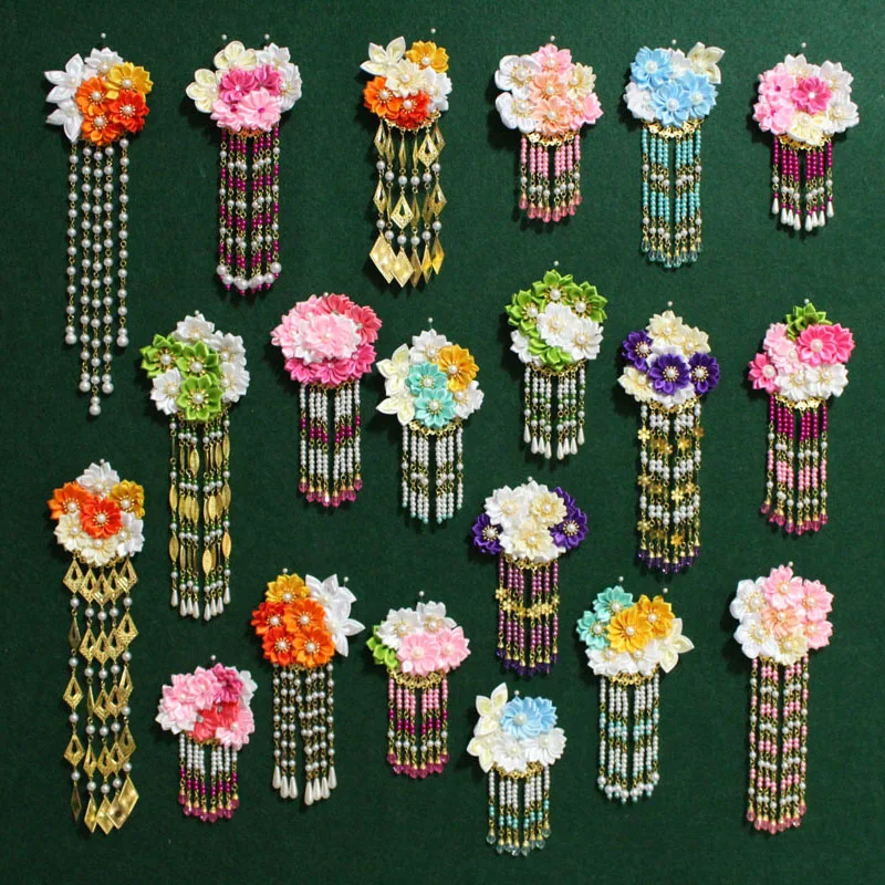 

20 Designs Cloth Flower Hair Stick Japanese Style Hair Accessory for TV Play Legend of Wu Meiniang Tang Princess Cosplay