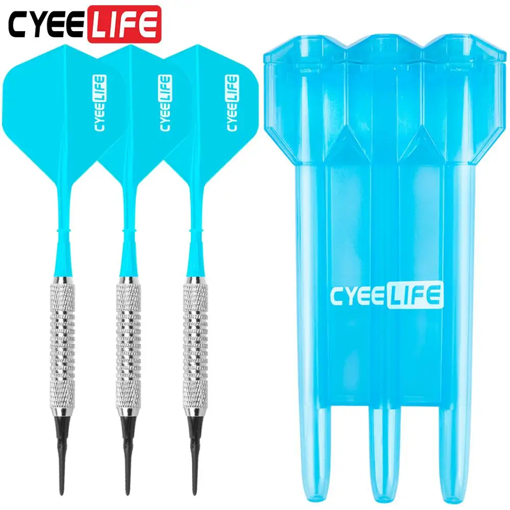 CyeeLife Professional Darts plastic tip set 16g, Aluminium shafts/CyeeLife new Flights and Shafts/Carry case,Soft tip darts