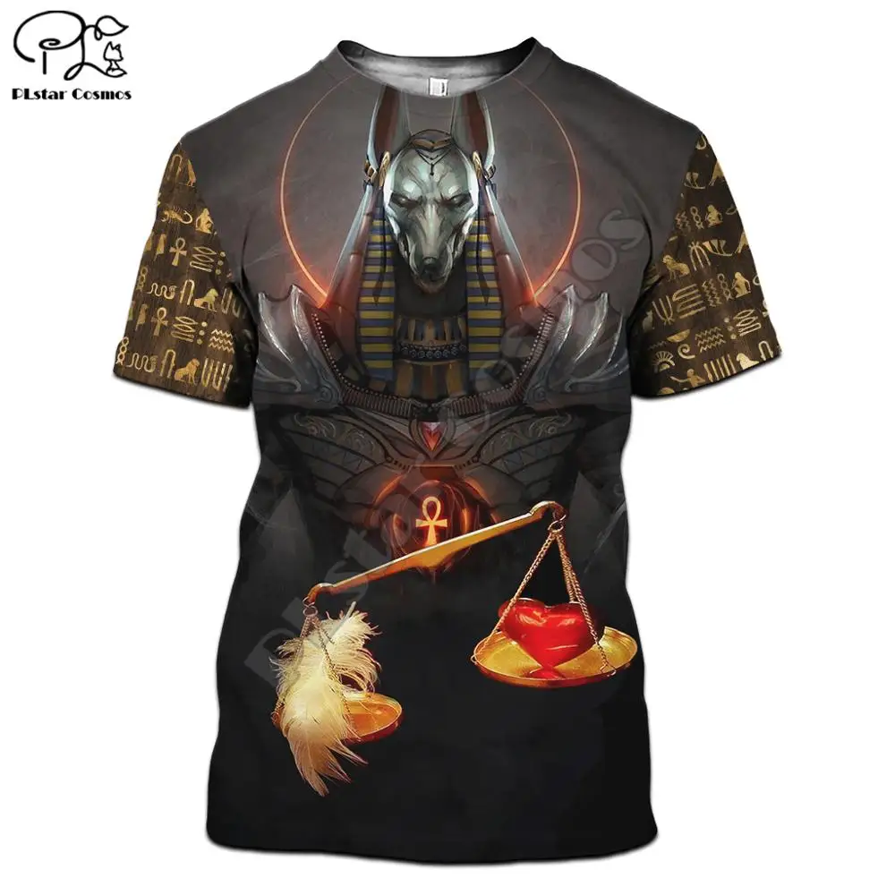 PLstar CosmosHorus Ancient Horus Egyptian God Eye of Egypt Pharaoh Anubis face 3dPrint T-shirt Men/Women Unisex Streetwear S-1 image 4