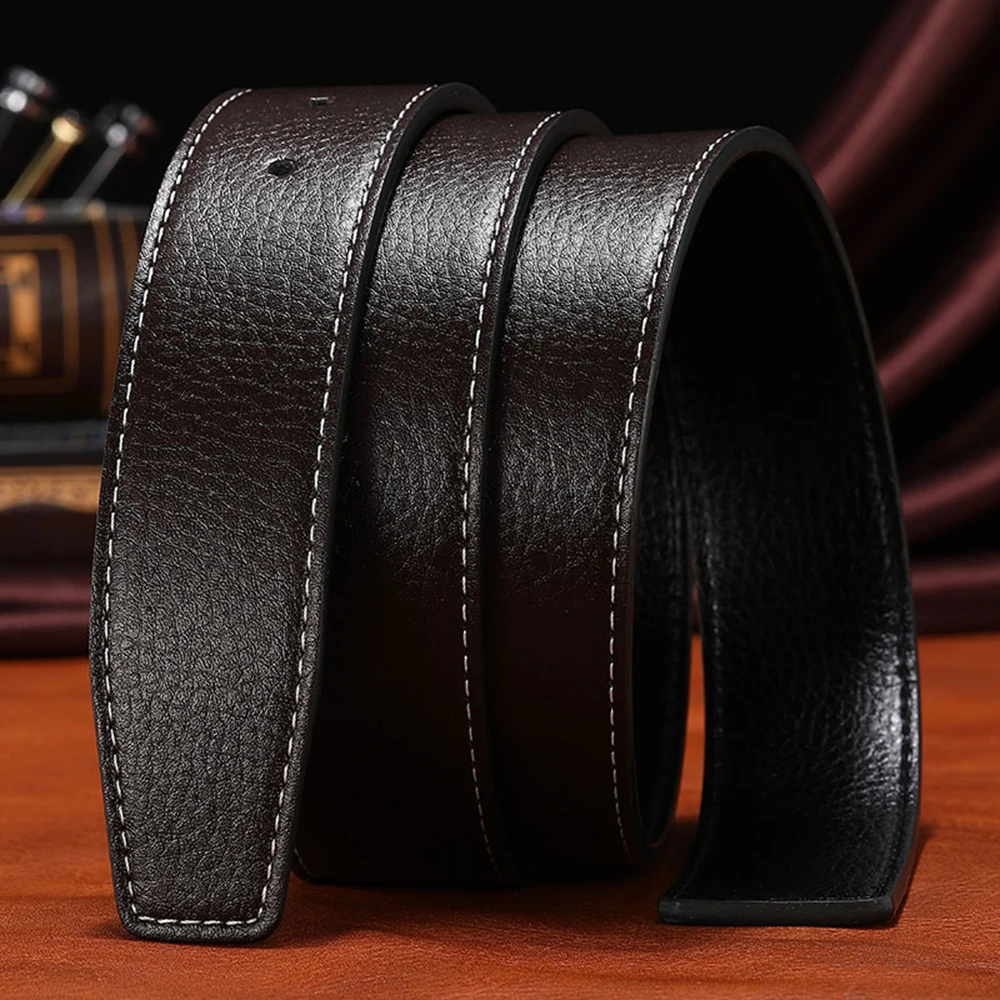 No Buckle Belt Body Strap Without Buckle Belts Men Good Male Belts   Businese Genuine Leather Belt HIgh Quality