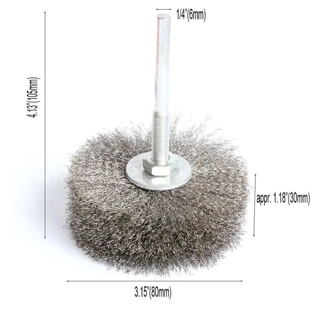 1Pc 80mm Stainless Steel Wire Abrasive Brush Brass wire Wheel Polishing Grinding Brush For Wood Metal 1/4\