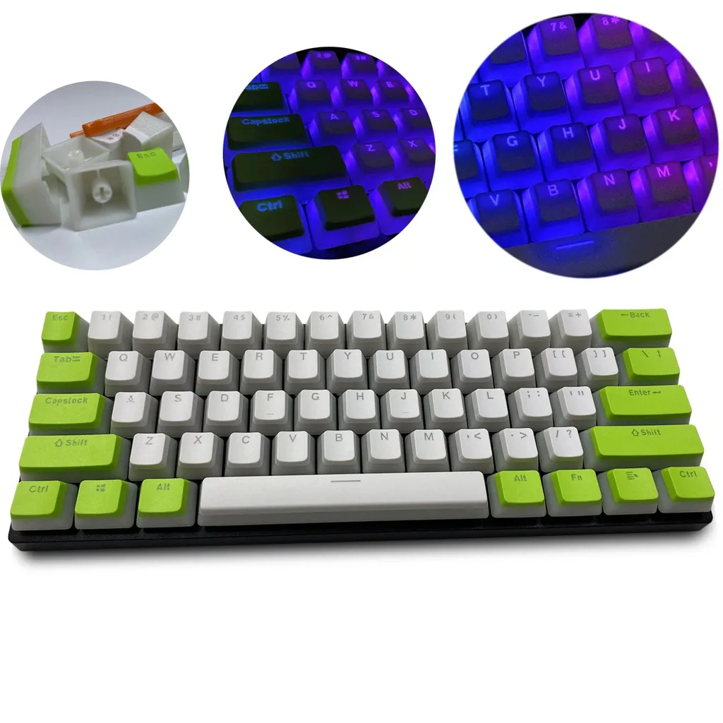 

Pudding keycap,Green and white pudding keycap 108 Double Shot PBT pudding keycap Ansi/ISO-Oem configuration 60%/87/104/108 switc