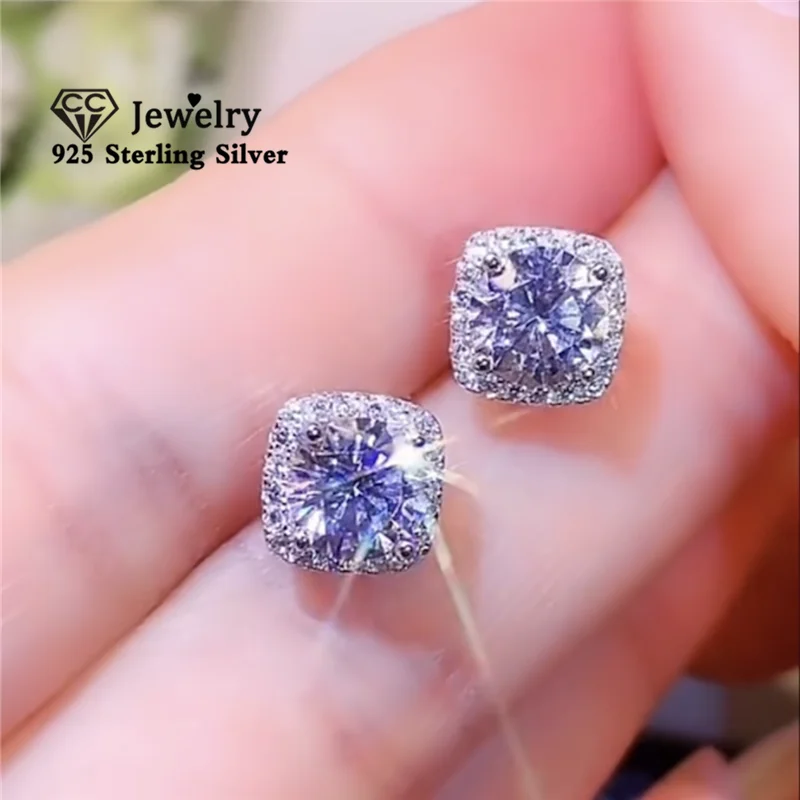 CC Stud Earrings For Women Fashion Jewelry Cubic Zircon 7*7mm Square Stone Bridal Wedding Engagement Brincos Accessories CCE643