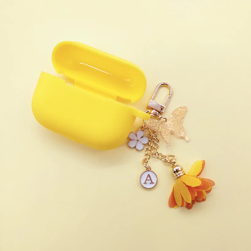 Airpods pro 3用シリコンケース,イヤホン用のキュートで光沢のあるケース,花と蝶のデザイン,夢のような紫色