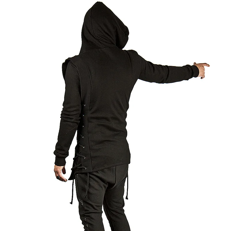 sweat à capuche homme nouveautés sweat vêtement homme Streetwear Hoodies Hommes 2025 Mode À Capuche Lâche Manteau Zipper Hoodies avec Larrimage Latéral Croisé Plus Taille Sweat Hommes