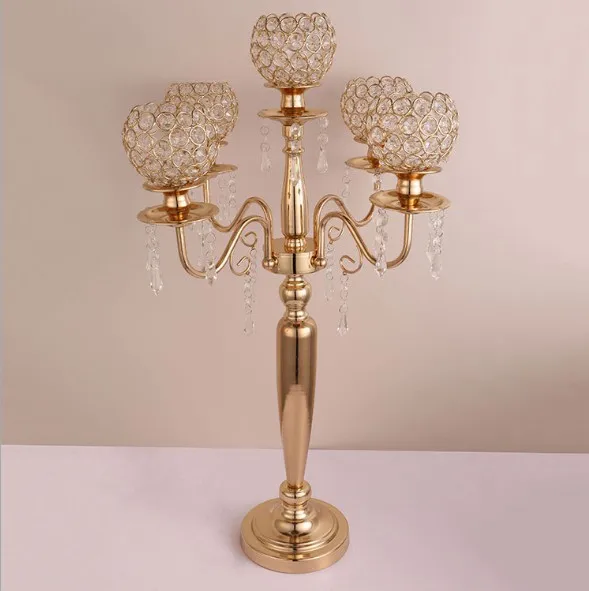 

Gold candelabra for wedding and gold candlestick, Gold pillar candle holder for wedding decoration yudao1358